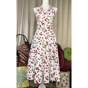 Retro Cherry Halter Dress